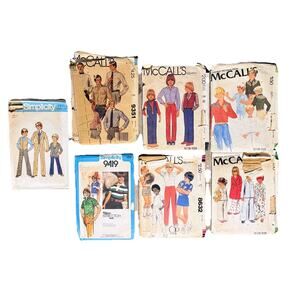 Vintage 70s 80s Sewing Pattern Lot McCall’s Simplicity Boys Men Retro Apparel